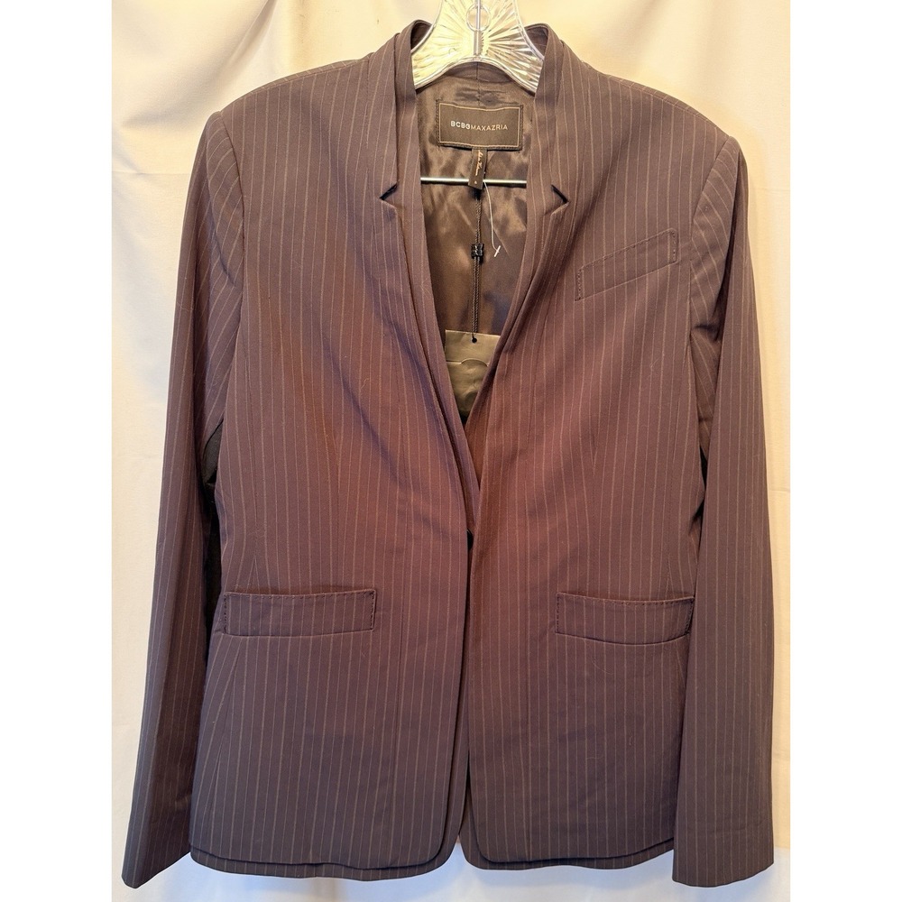NWOT BCBG Maxazria Women's Small Brown Pinstripe Blazer Jacket Work Career
